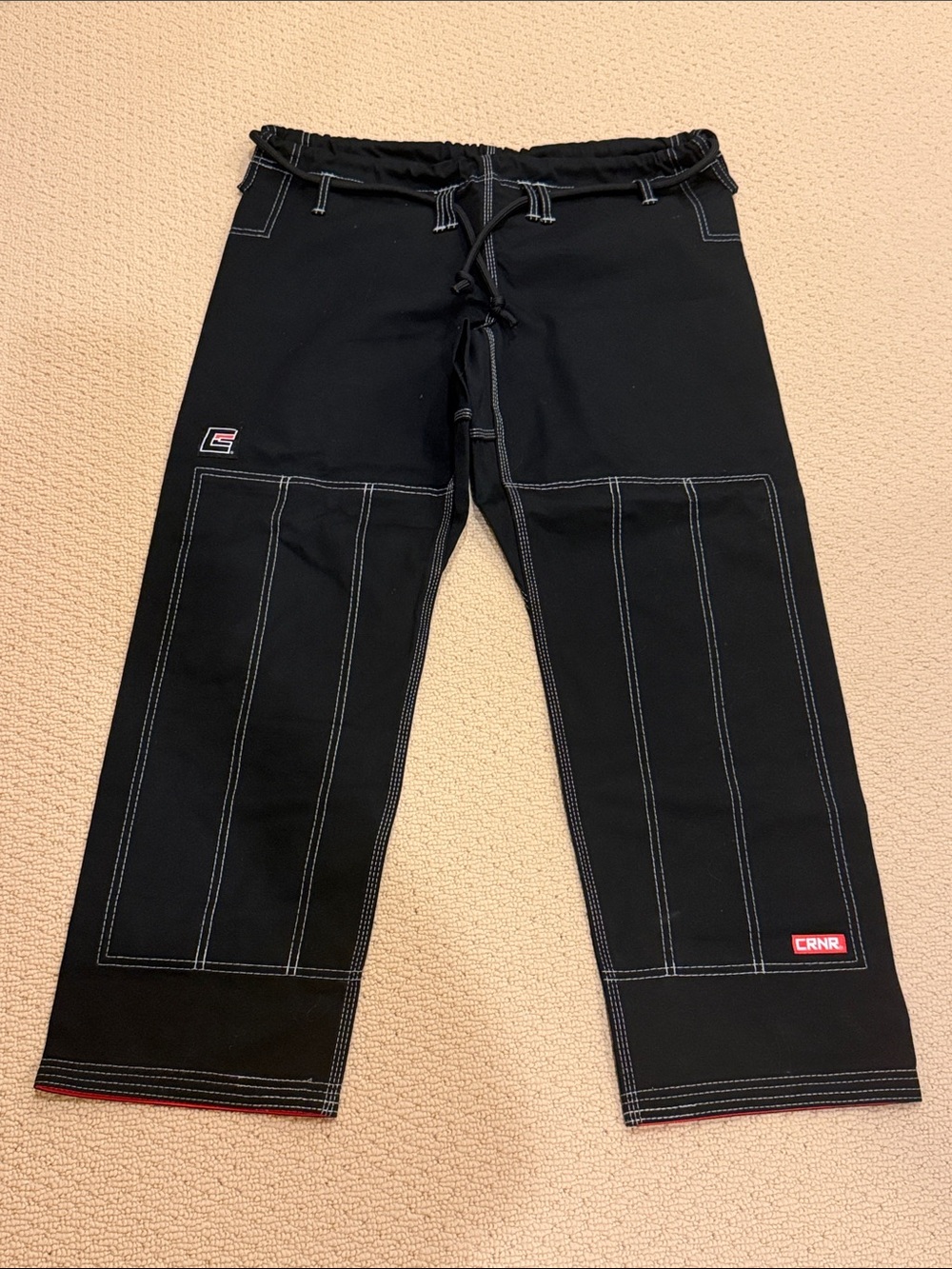 CRNR Black Contrast-Stitch Wide-Leg Pants